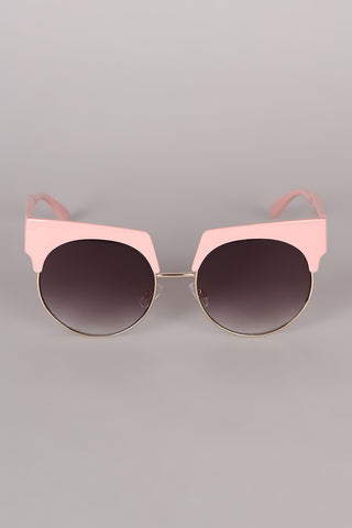 Semi Rimless Horn Rimmed Sunglasses