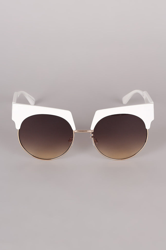 Semi Rimless Horn Rimmed Sunglasses