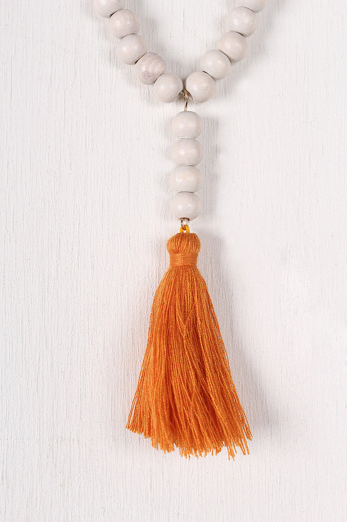 Festive Beaded Tassel Necklace Set