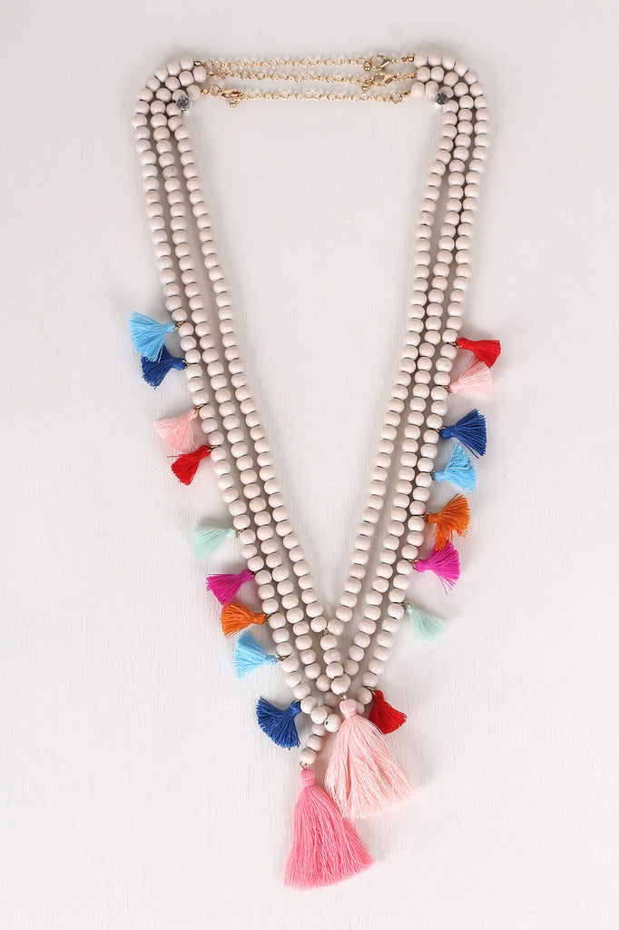 Festive Beaded Tassel Necklace Set