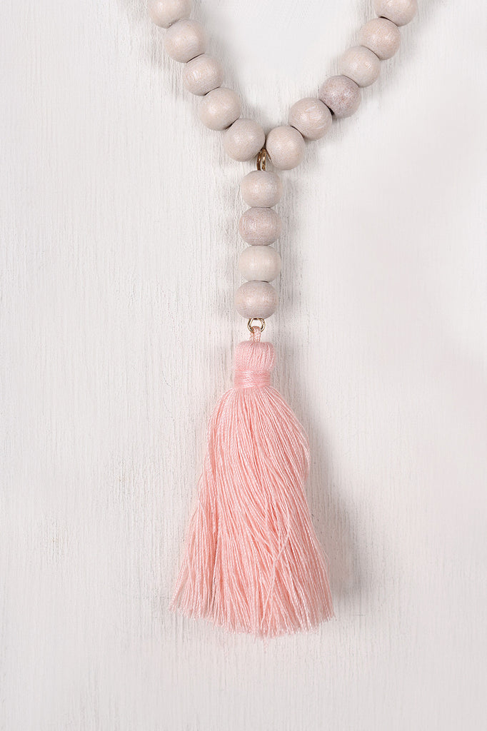 Festive Beaded Tassel Necklace Set