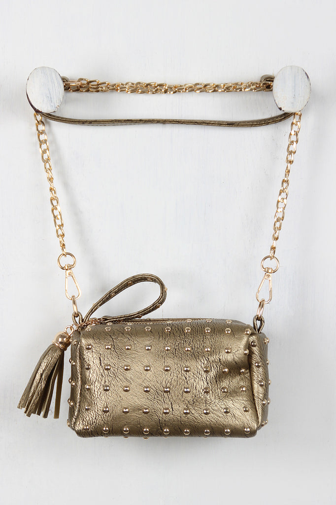 Studded Chain Link Tassel Mini Bag