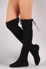 Back Lace Up Over-The-Knee Suede Flat Boots