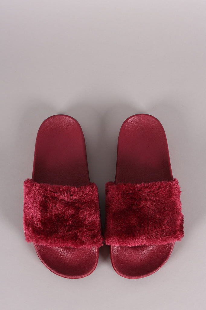 Fur Open Toe Slide Sandal