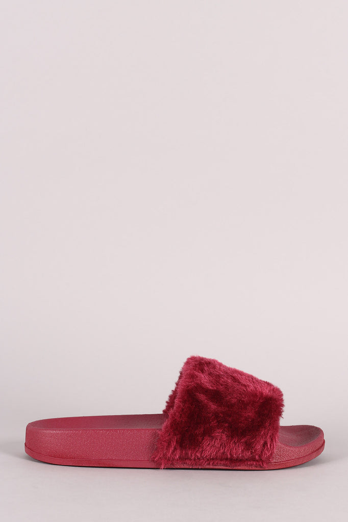 Fur Open Toe Slide Sandal