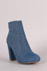 Bamboo Plain Denim Chunky Heeled Ankle Boots