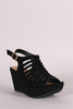 Bamboo Nubuck Cutout Platform Wedge