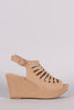 Bamboo Nubuck Cutout Platform Wedge