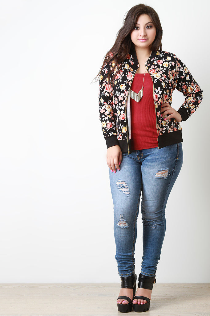 Floral Zip Up Jacket