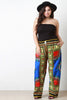 African Print Wide Leg Drawstring Pants