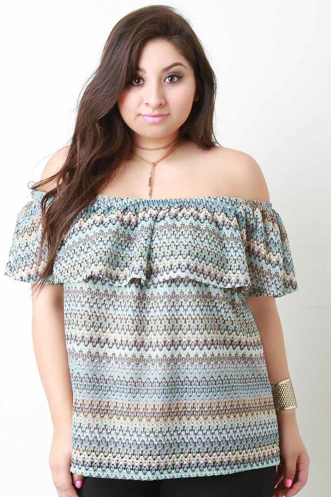 Chevron Knit Bardot flutter Top