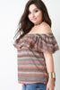 Chevron Knit Bardot flutter Top