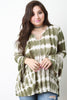 Bell Sleeve Ribbed Knit Tie Die Top