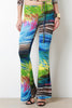 Abstract Print Bell Bottom Pants