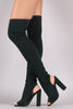 Peep Toe Fitted Chunky Heeled Over The Knee Boots