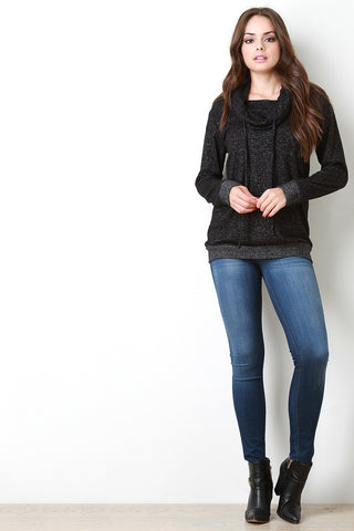 Drawstring Cowl Neck Sweater