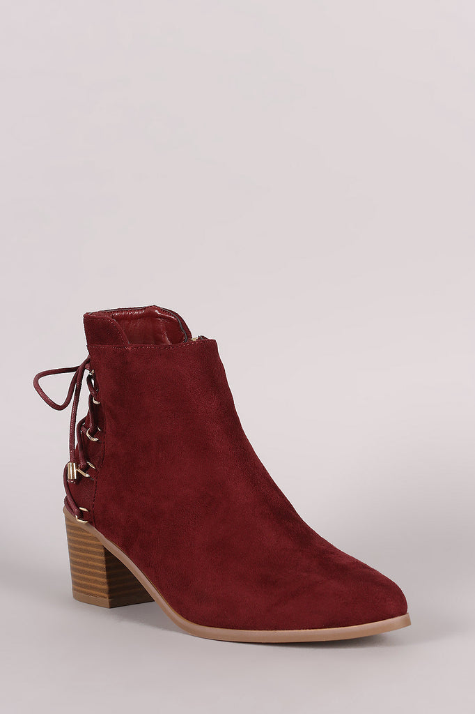 Liliana Suede Back Lace-Up Chunky Heeled Ankle Boots