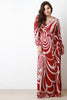 Abstract Curve Lines Surplice Longsleeve Maxi Dress