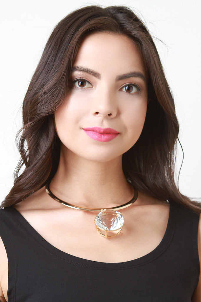 Faux Gem Collar Statement Necklace Set