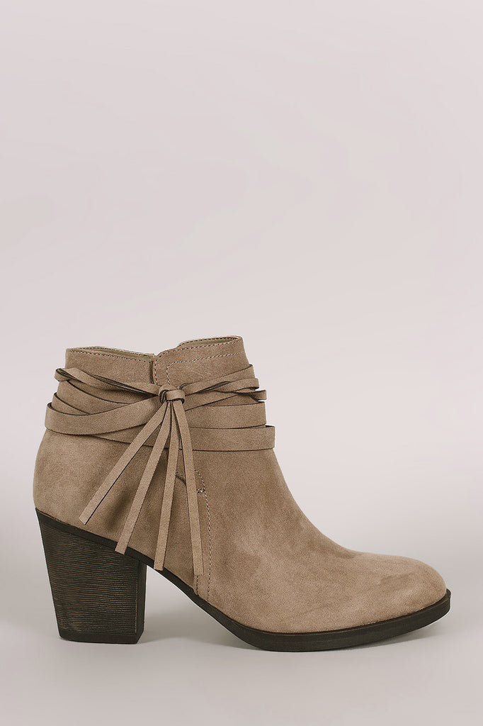 Bamboo Suede Tassel Chunky Heeled Western Booties