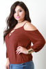 Cold Shoulder Criss Cross Key Hole Blouse