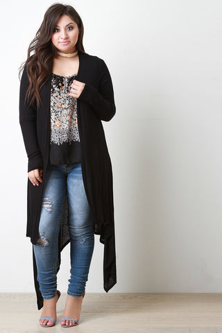 Asymmetrical Hem Soft Knit Longline Cardigan